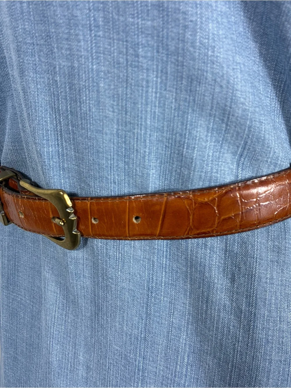 Vintage women’s belt Sz 34 full grain cowhide on split cowhide brass buckle
